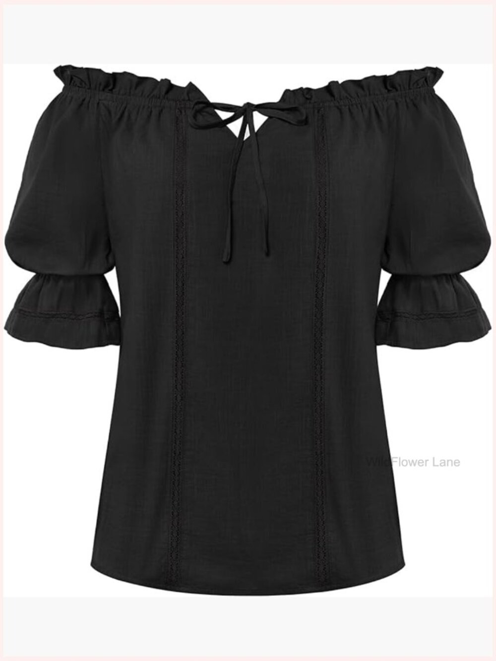 Off The Shoulder Peasant Blouse Puff Sleeve Renaissance Top Cotton